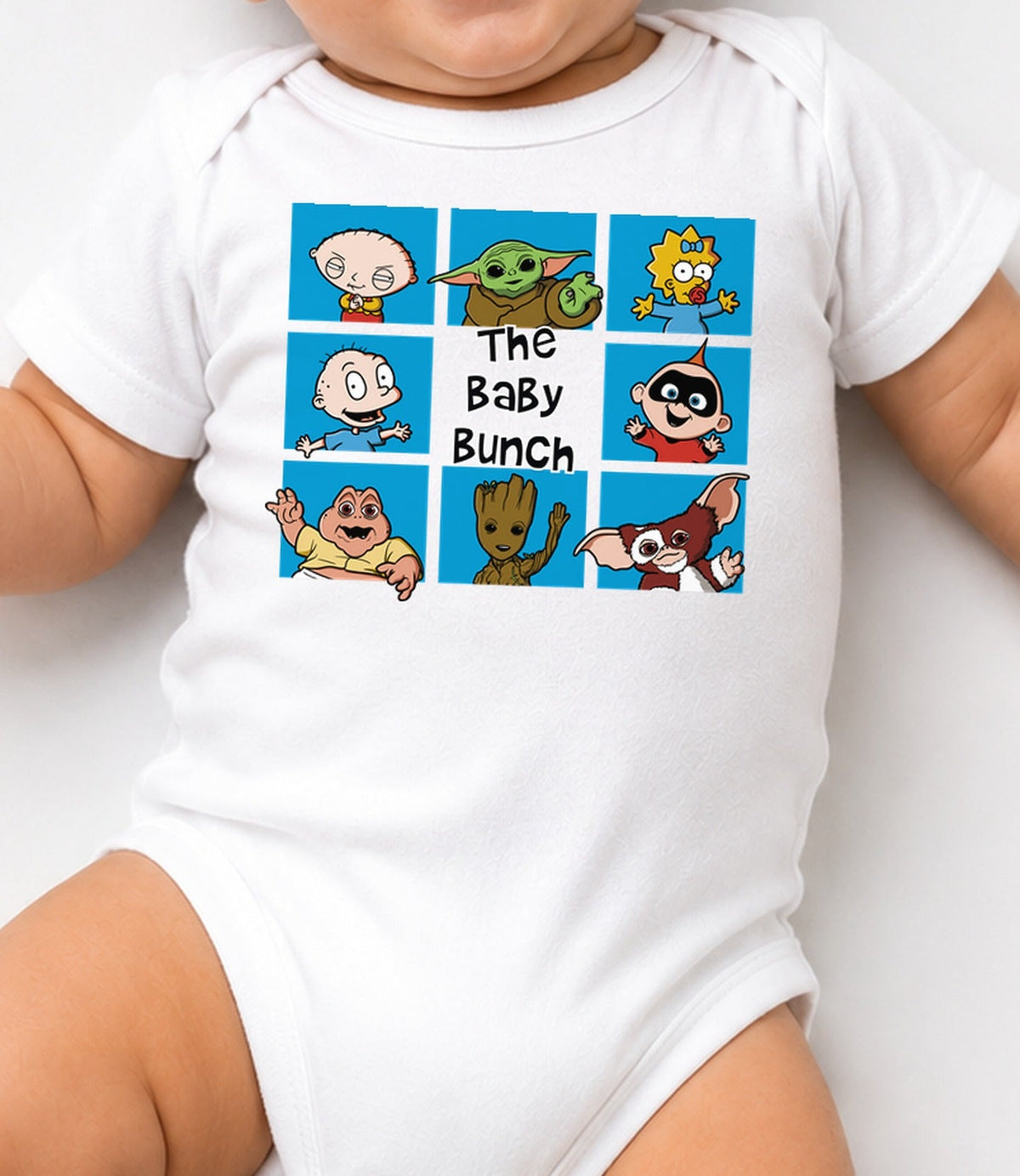 Body de bebé de bebé The Baby Bunch – Bebés Famosos de Series y Cine (blanca)