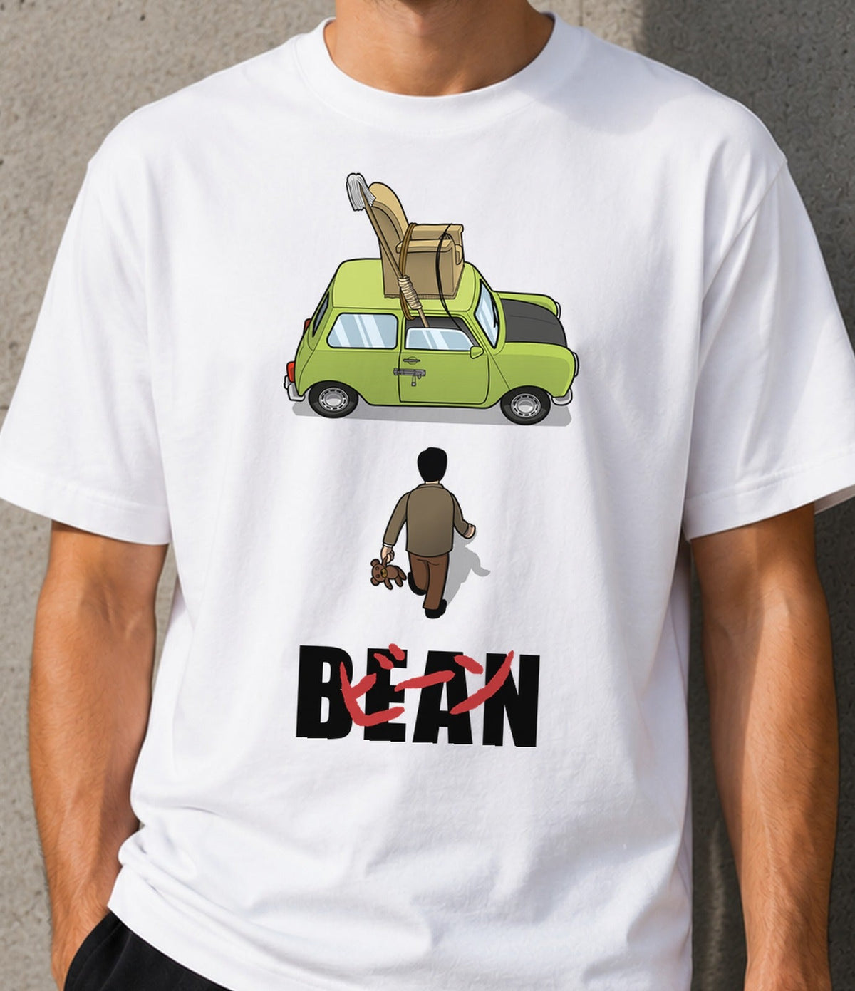Camiseta Akira Bean – Comedia Británica y Anime Clásico (blanca)