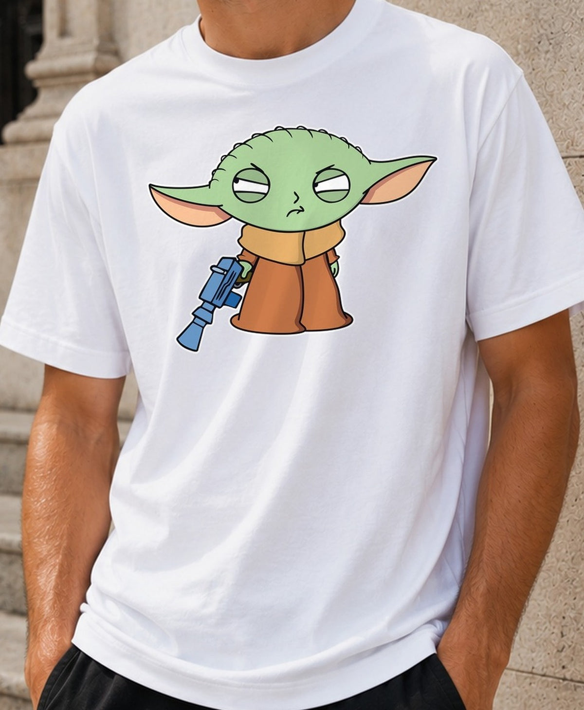 Camiseta Baby Stewie Yoda – Star Wars y Family Guy (blanca)