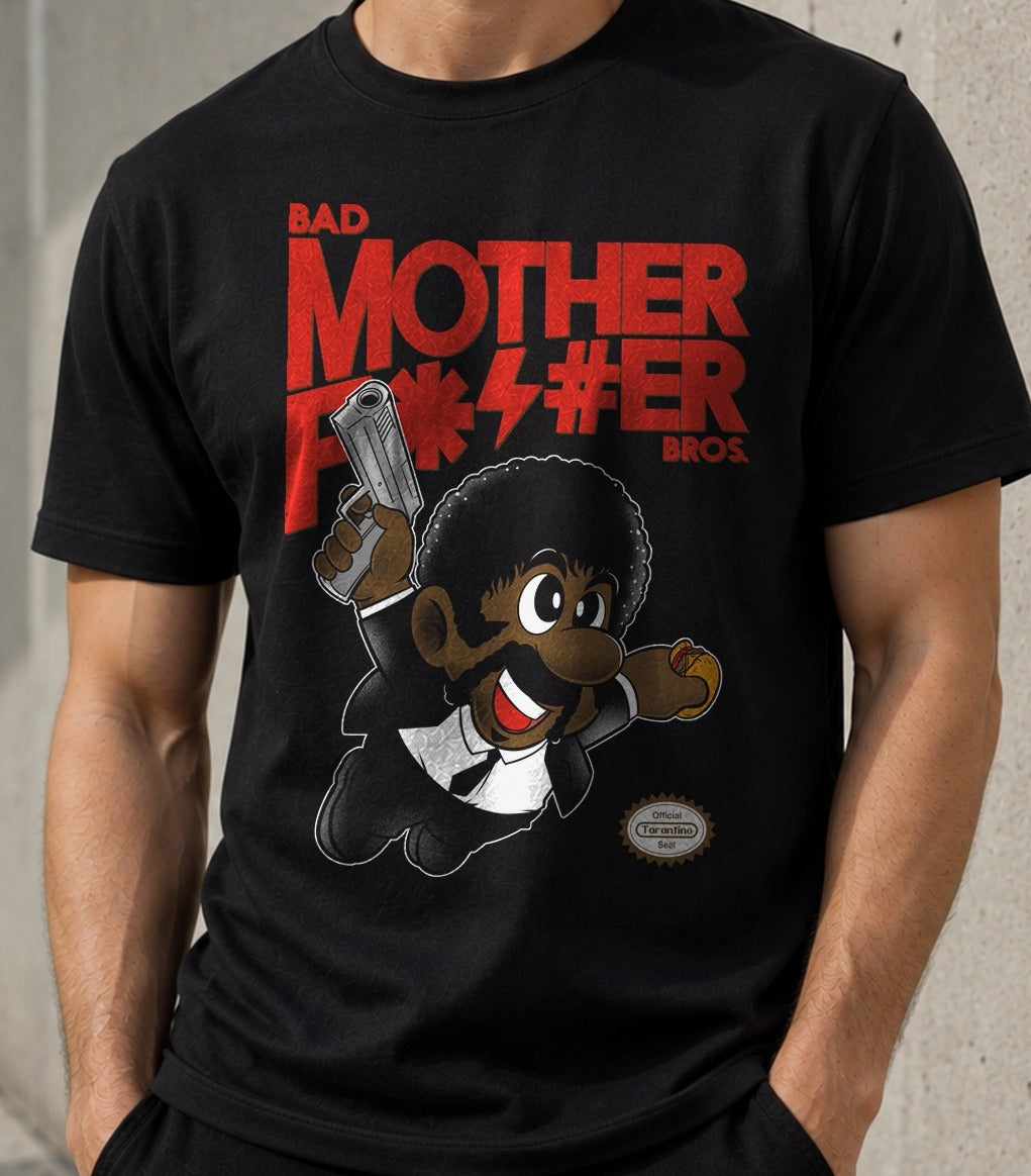 Camiseta Bad... Bros – Parodia Pulp Fiction y Donkey Kong (negra)