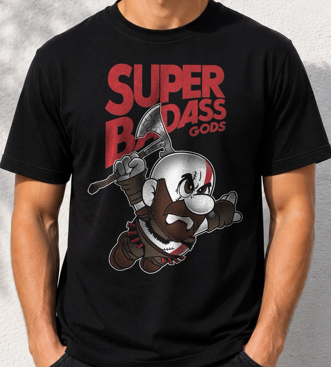 Camiseta Badass God – Kratos de God of War (negra)