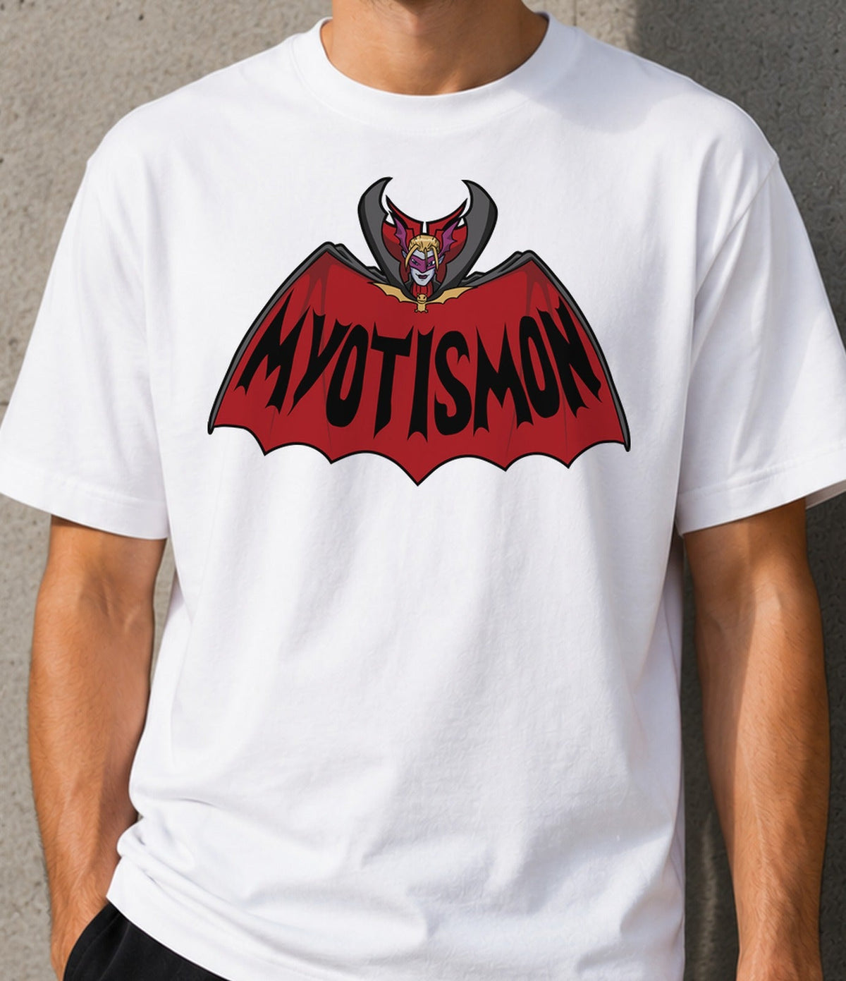 Camiseta Bat-mon – Villano Vampiro de Anime (blanca)