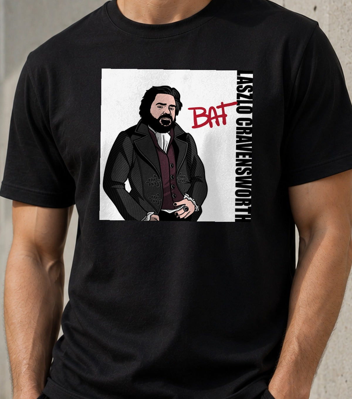 Camiseta BAT – Vampiro Victoriano de Comedia (negra)