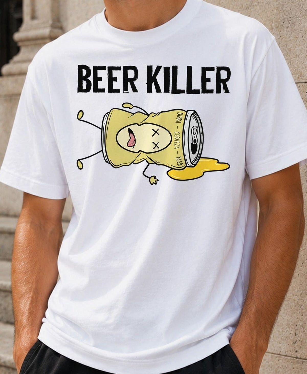 Camiseta Beer Killer – Regalo para Amantes de la Cerveza (blanca)