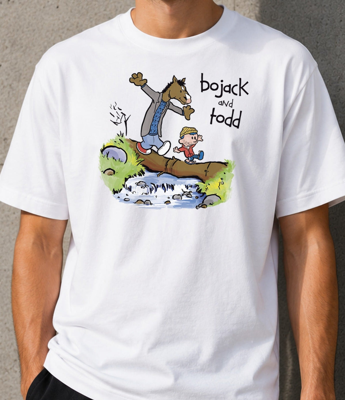 Camiseta Bojack and Todd – Animación para Adultos y Cómic Clásico (blanca)