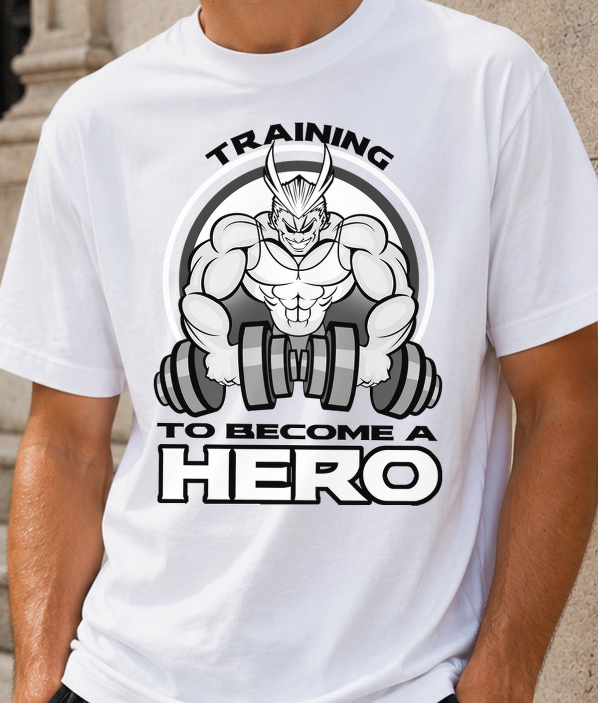 Camiseta Training Hero – Entrenamiento de Superhéroe (blanca)