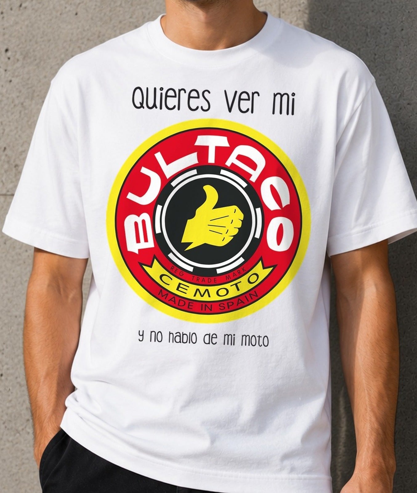 Camiseta Bultaco – Humor para Moteros (blanca)