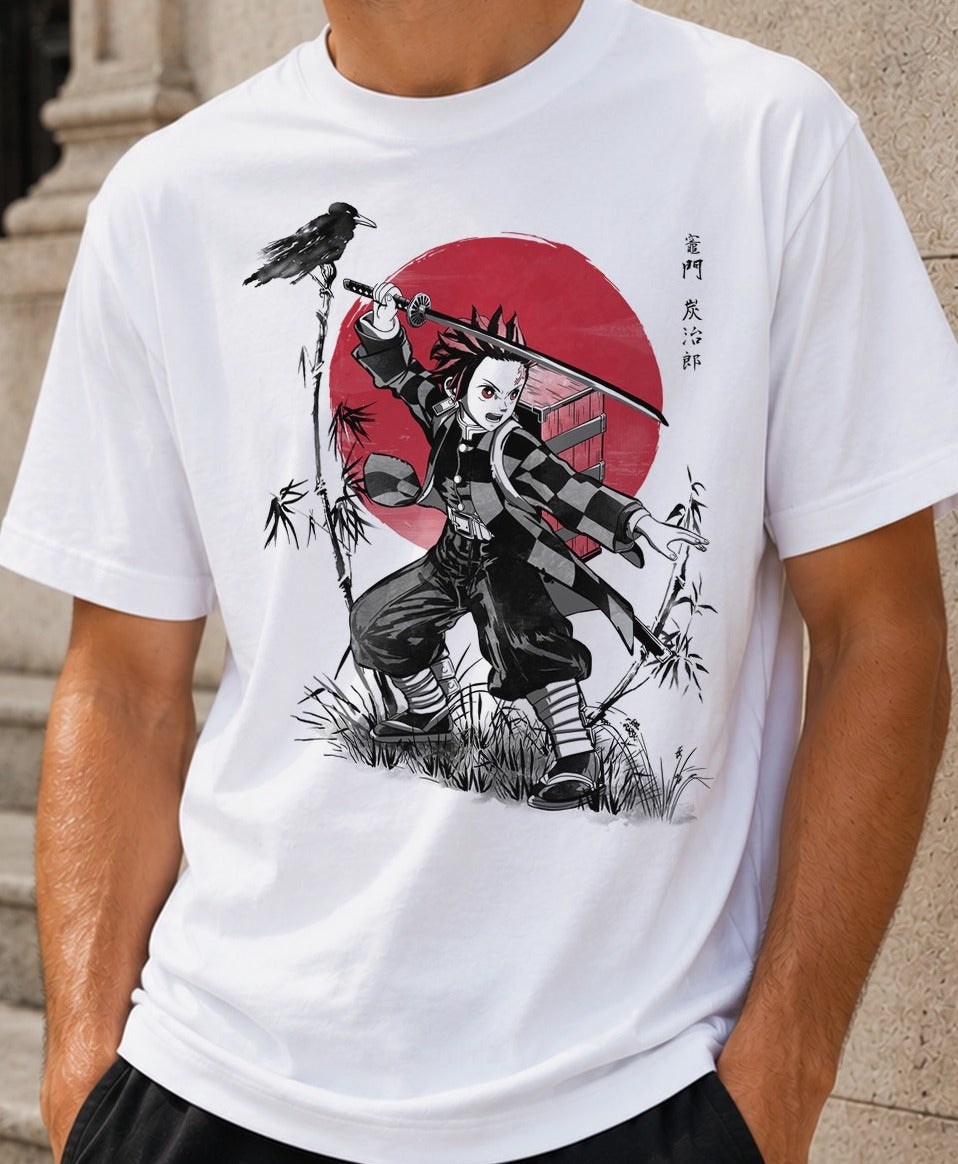 Camiseta Child of Brightness – Tanjiro de Demon Slayer (blanca)