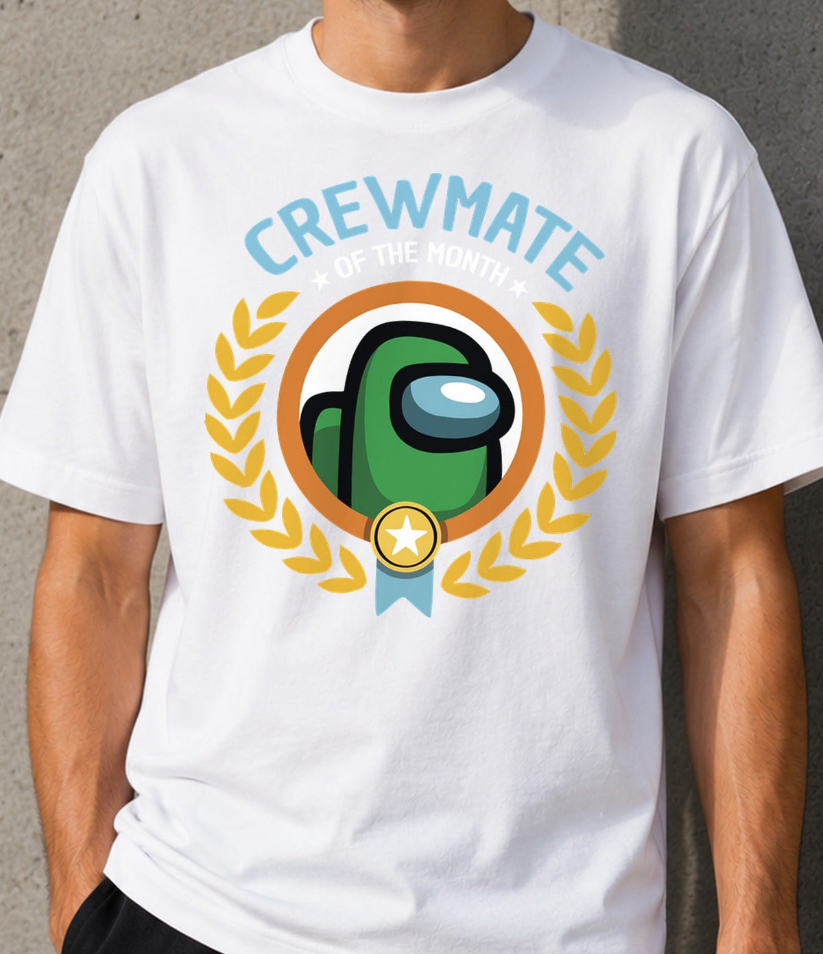 Camiseta Crewmate of the Month – Tripulante Espacial de Videojuego (blanca)