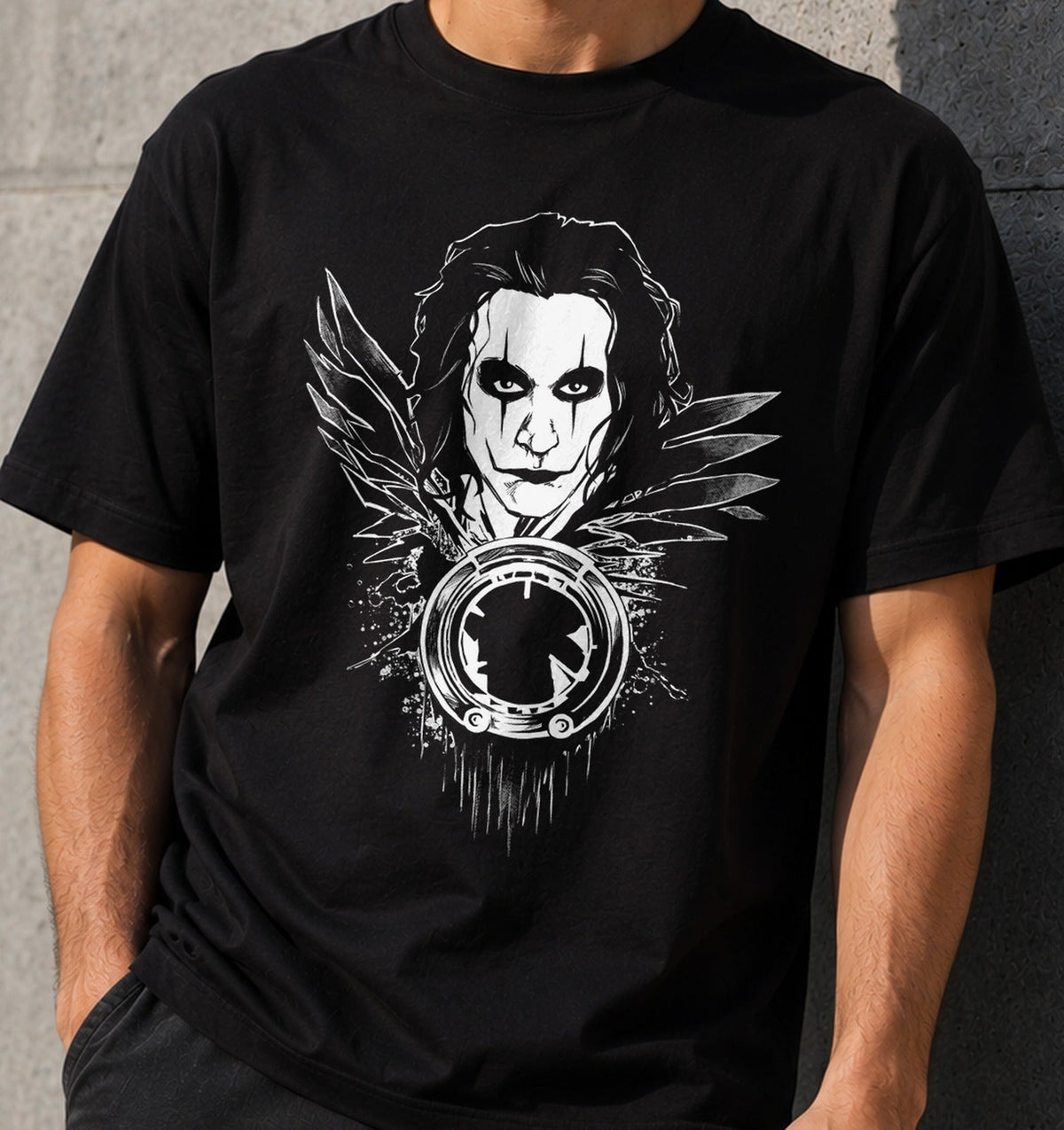 Camiseta Crow Face v2 – Gótico Oscuro y Cine de los 90 (negra)