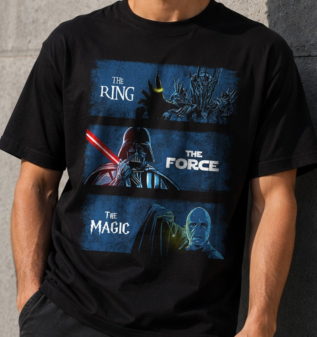 Camiseta Dark Lords – Sauron, Vader y Voldemort (negra)