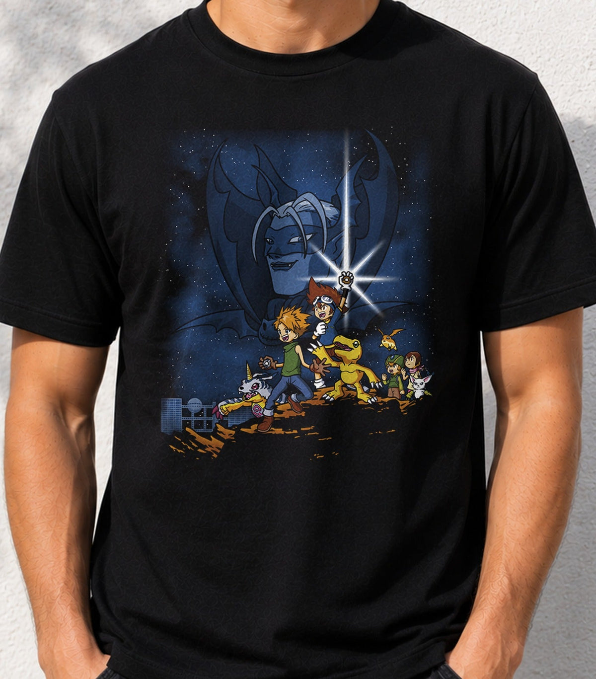 Camiseta Digi Wars – Anime de Monstruos Digitales de los 90 (negra)
