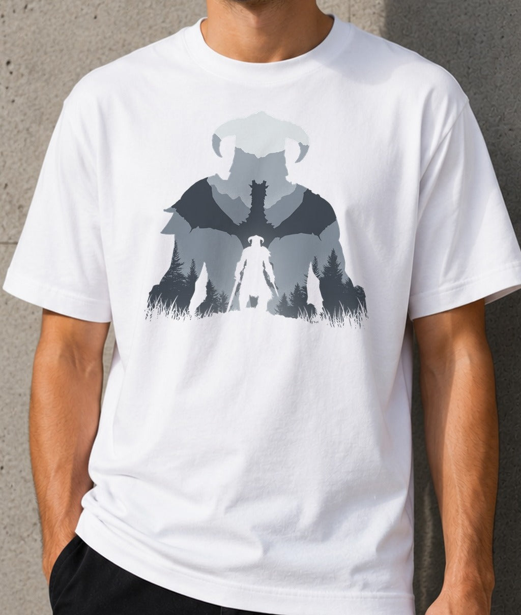 Camiseta Dragonborn – Skyrim (blanca)