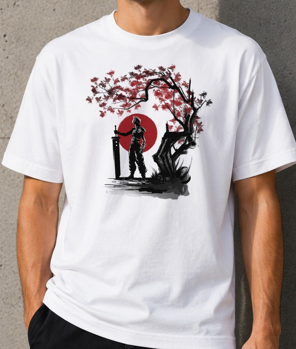 Camiseta Ex-soldier Under the Sun – Cloud Strife de Final Fantasy VII (blanca)