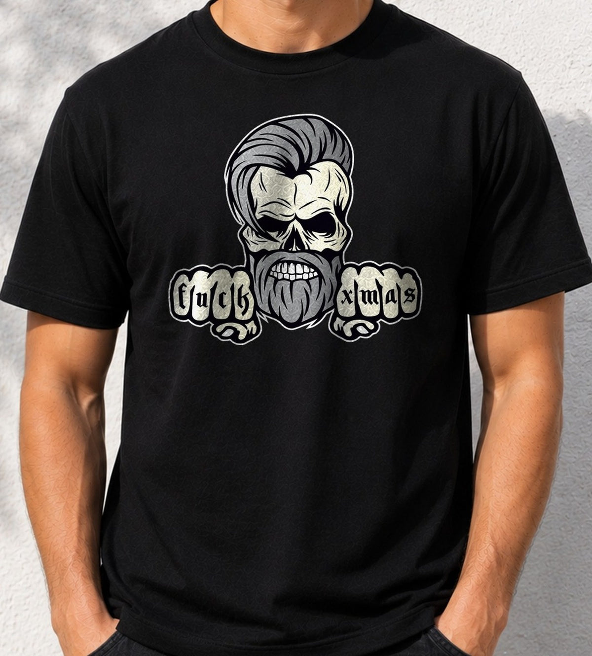 Camiseta Fuck Xmas – Calavera Anti Navidad (negra)