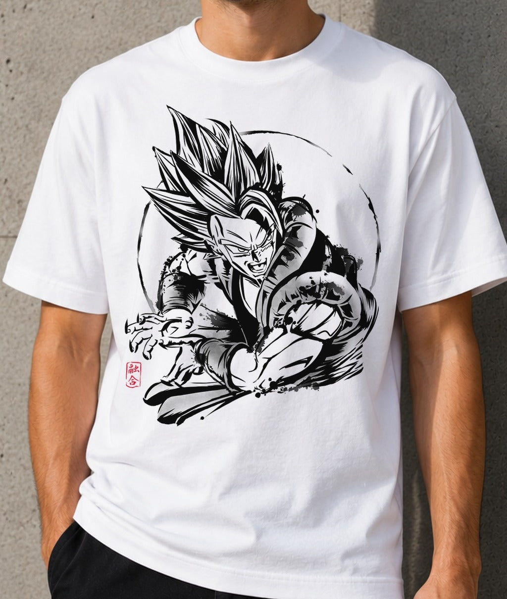 Camiseta Fusion Power – Gogeta de Dragon Ball Z (blanca)