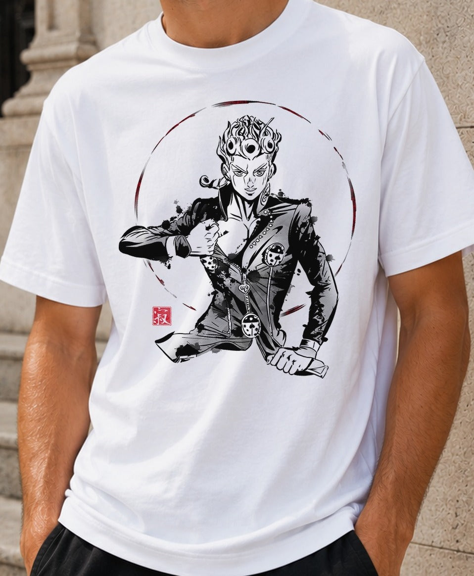 Camiseta Gang-Star – Giorno Giovanna de JoJo's Bizarre Adventure (blanca)