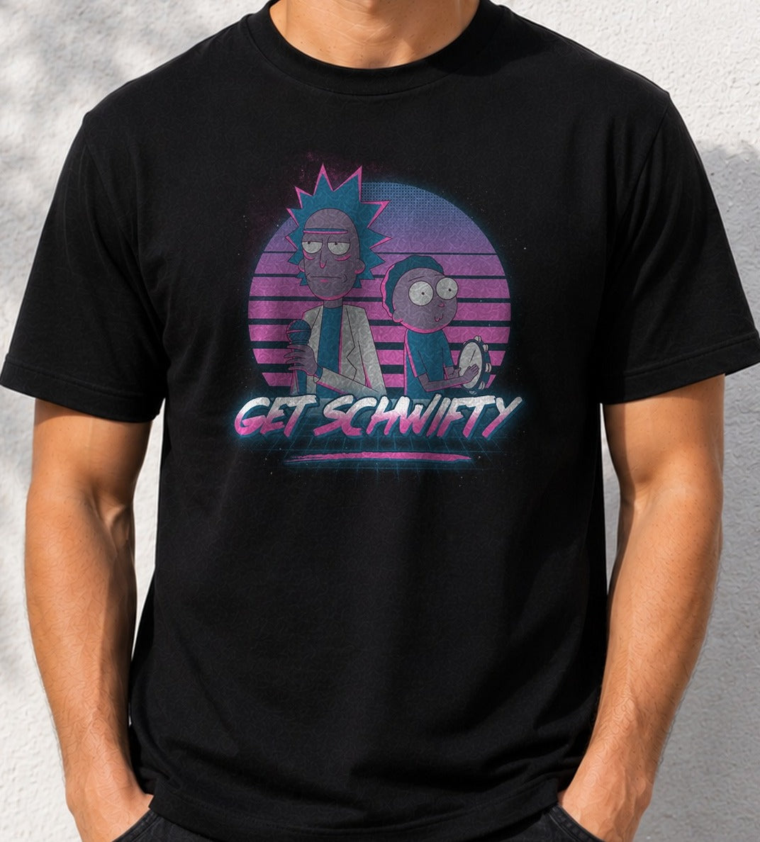 Camiseta Get Schwifty – Rick y Morty (negra)