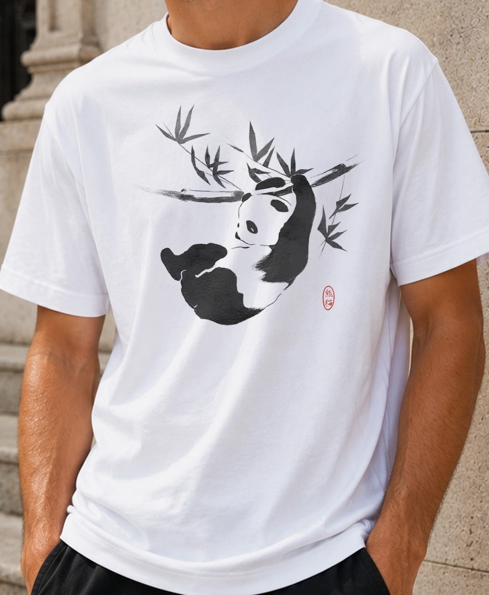 Camiseta Giant Panda – Panda en Tinta China (blanca)