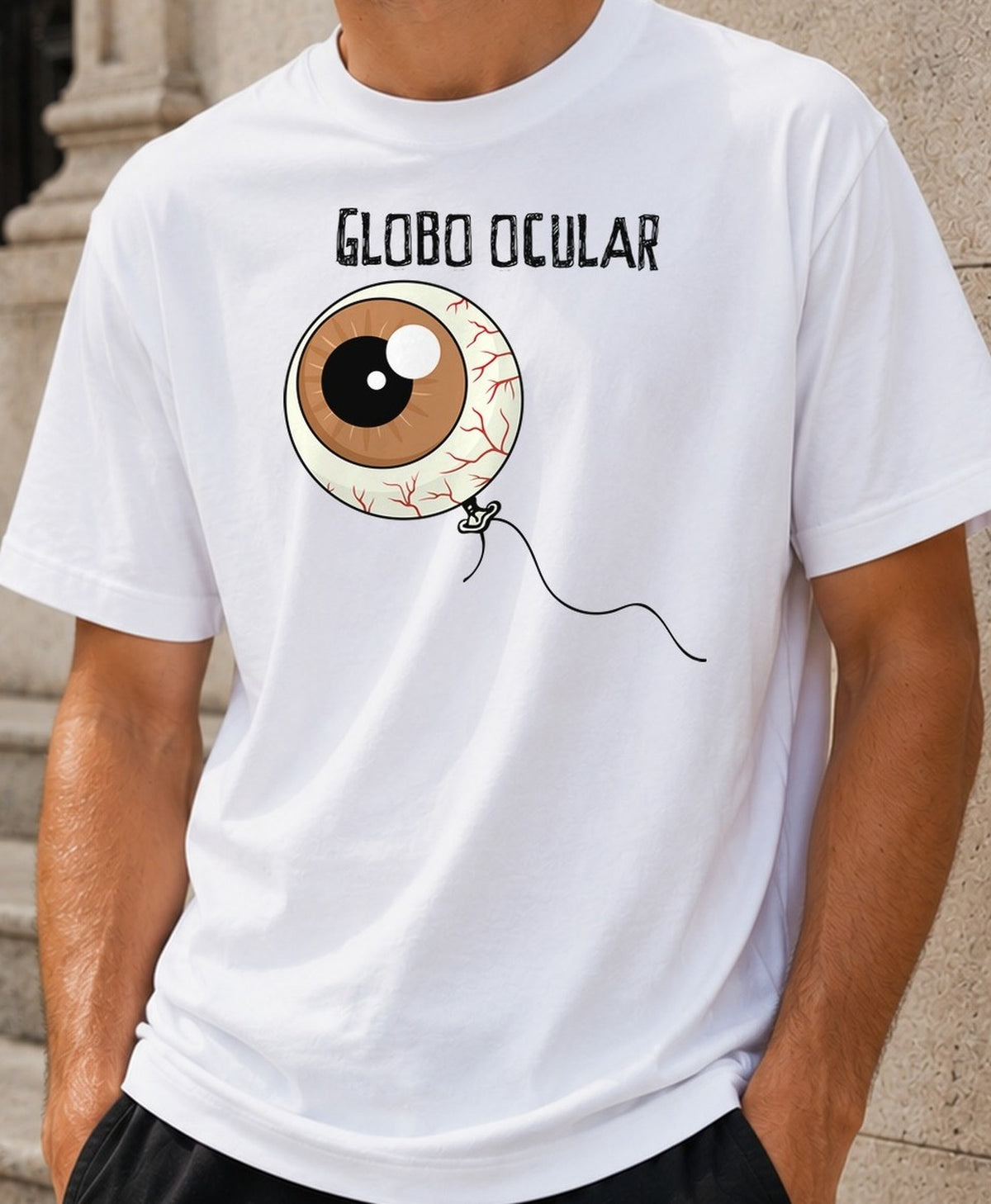 Camiseta Globo Ocular – Regalo de Halloween (blanca)