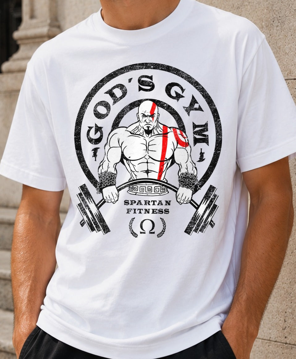 Camiseta Gods Gym – Kratos de God of War (blanca)
