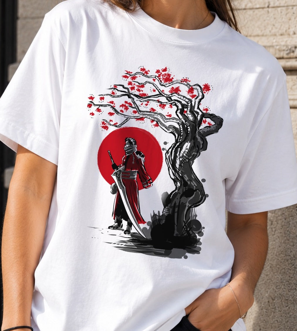 Camiseta Guardian under the sun – Samurái Estilo Sumi-e (blanca)