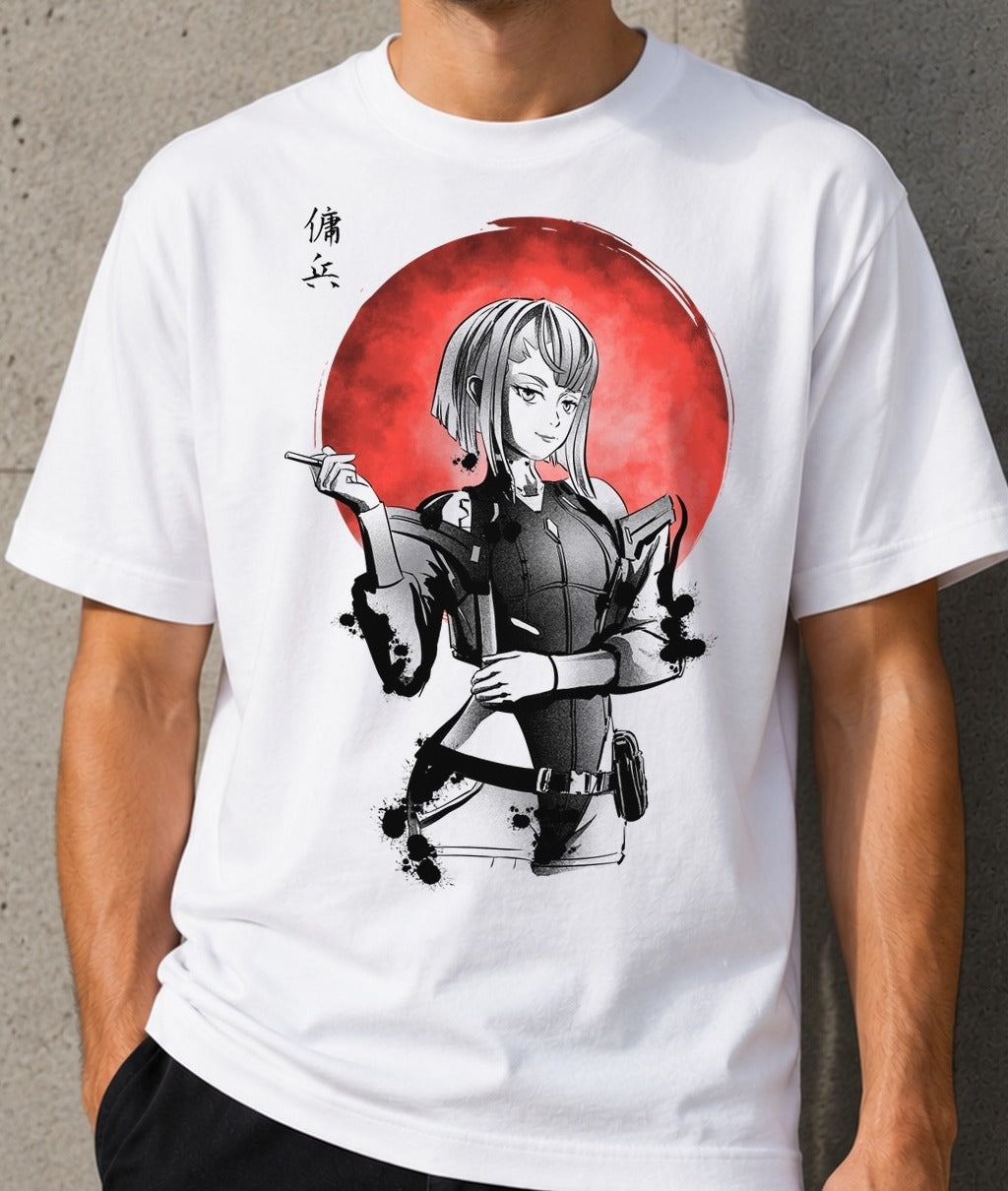 Camiseta Hacker Under the Sun – Cyberpunk: Edgerunners (blanca)