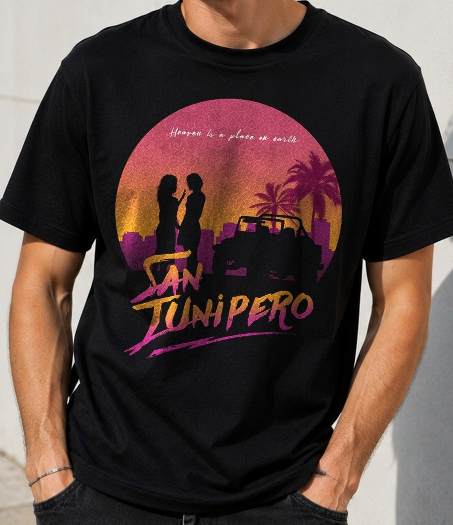 Camiseta Heaven is a Place on Earth – San Junípero de Black Mirror (negra)