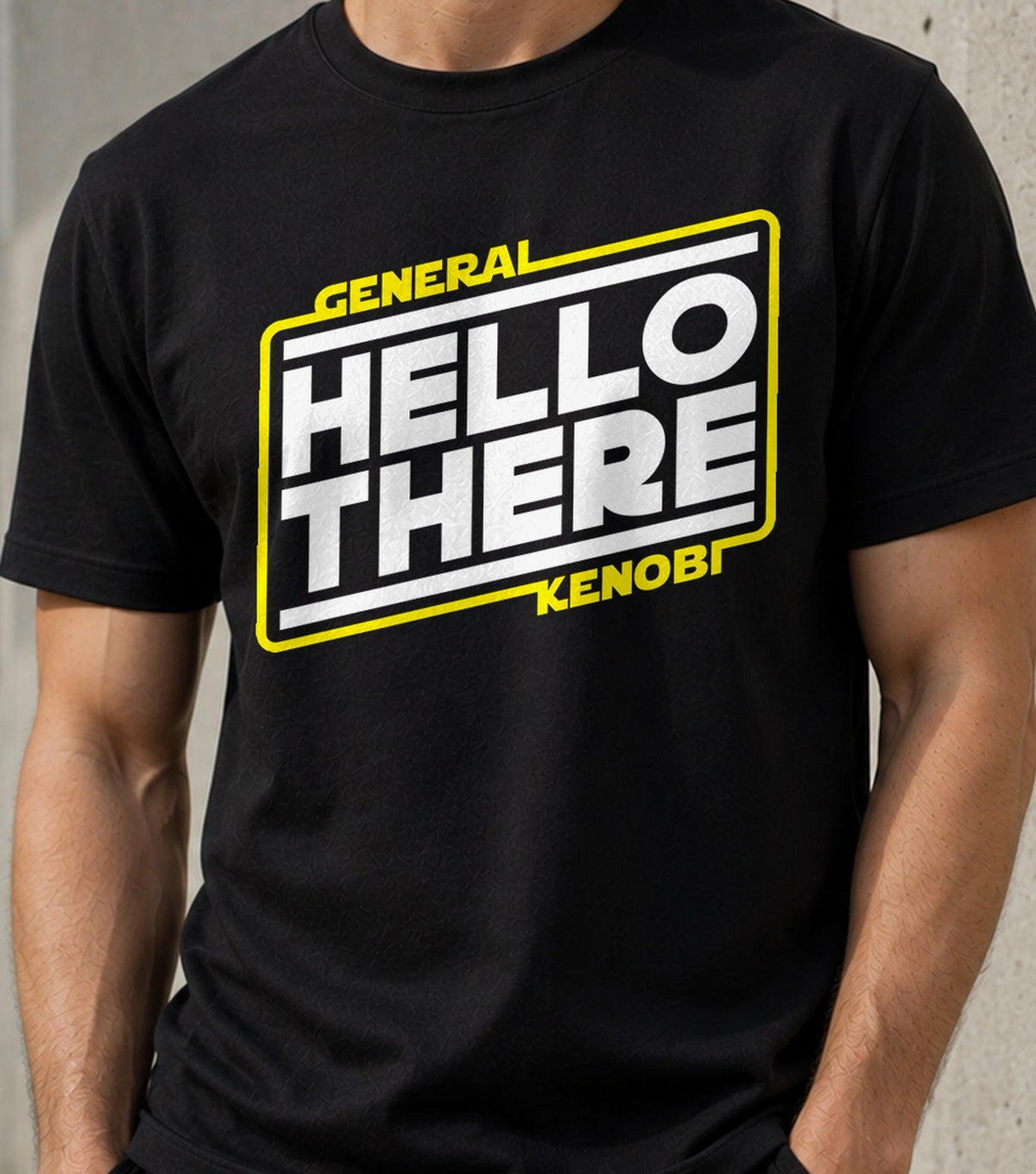 Camiseta Hello There – Frase de Culto del Cine Espacial (negra)