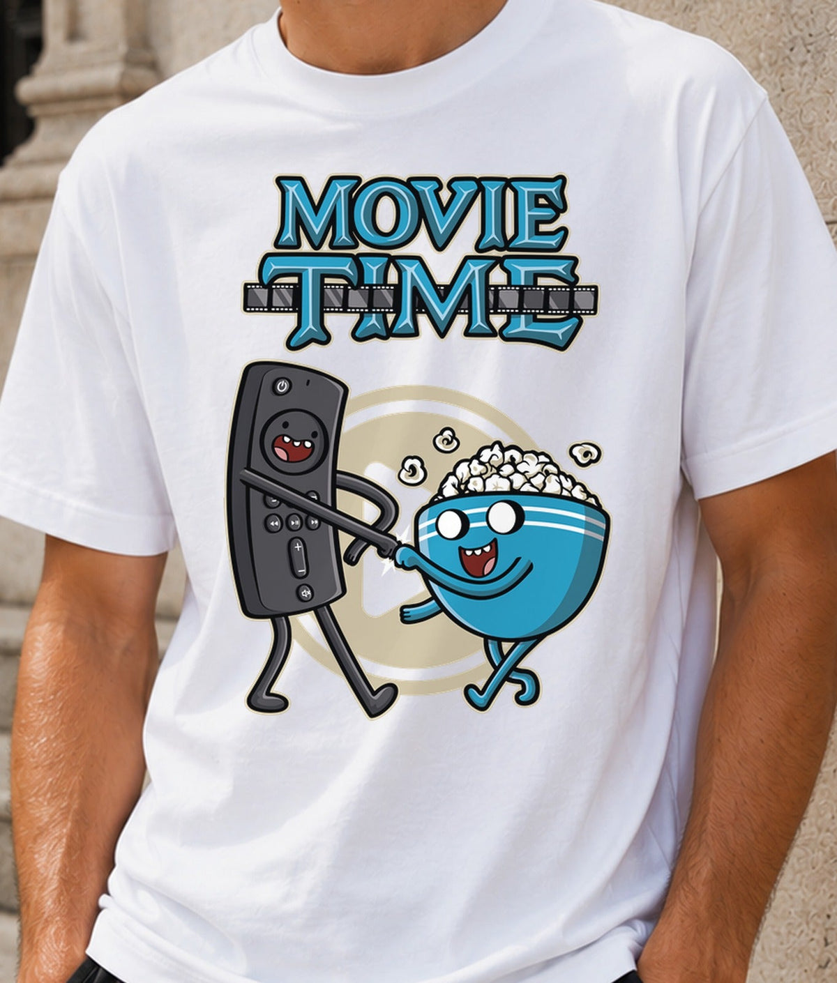 Camiseta Home Movie Time – Mando y Palomitas de Cine (blanca)