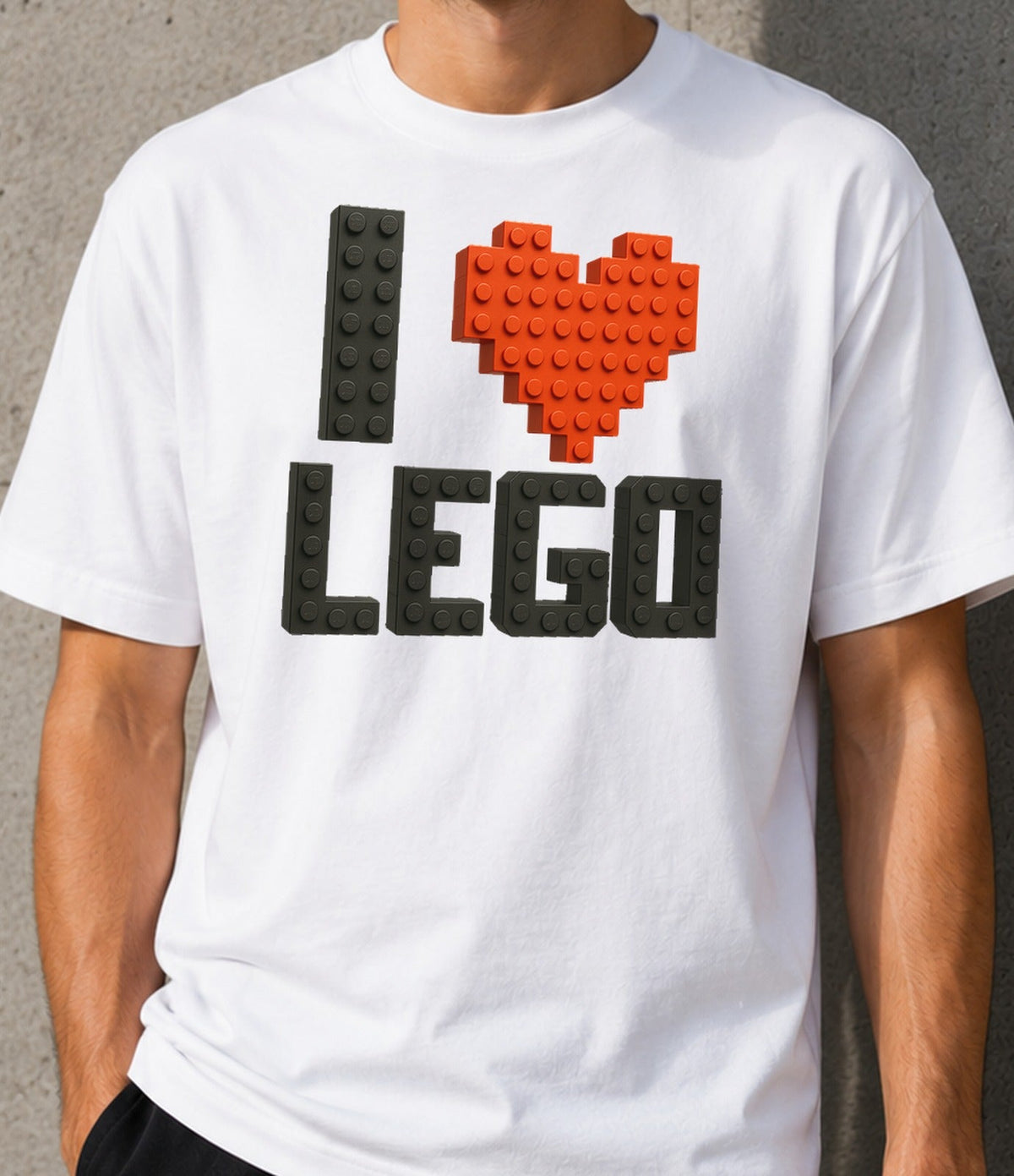 Camiseta I Love Bloques – Construcción y Piezas de Juguete (blanca)