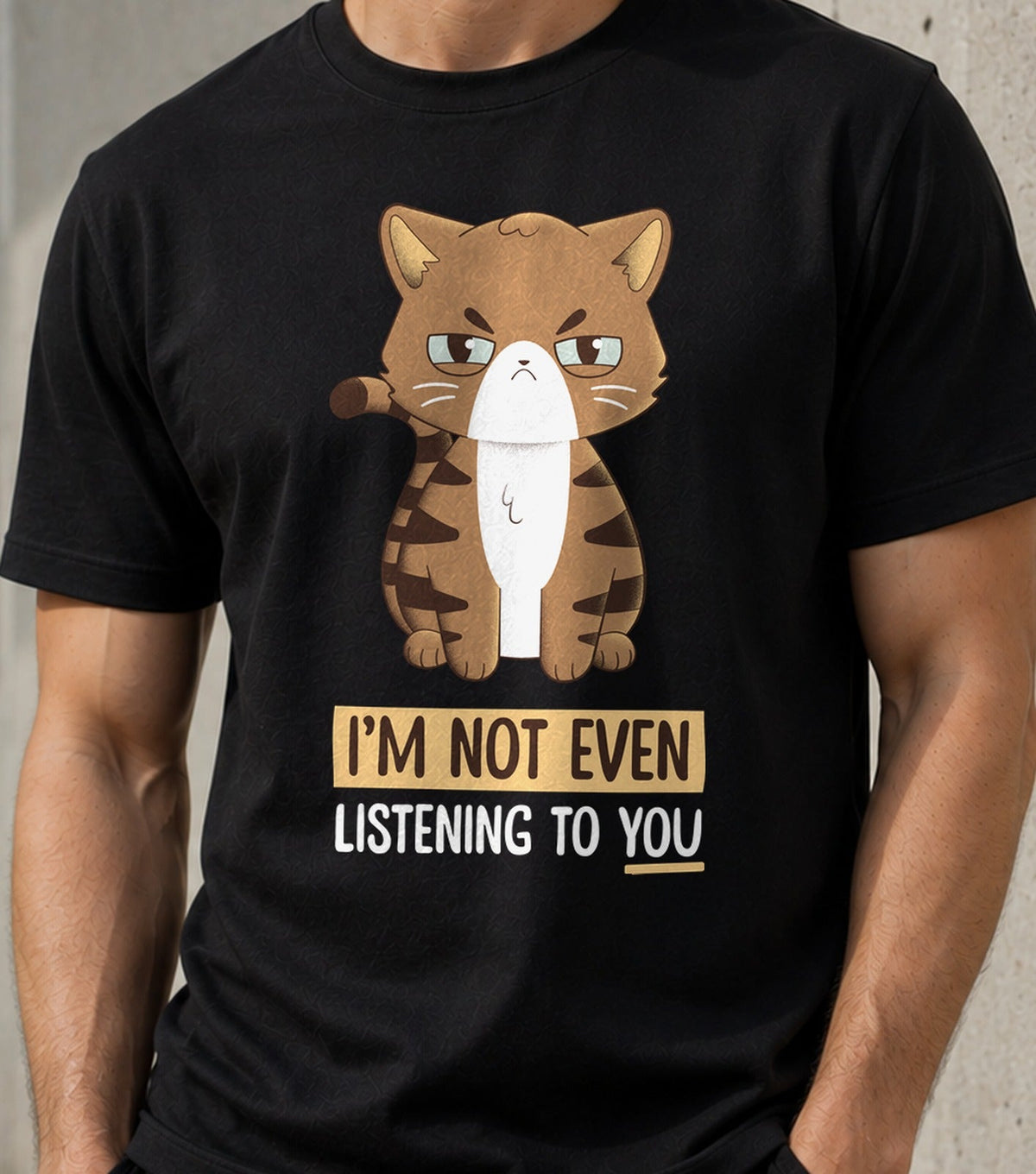 Camiseta I'm Not Even Cat – Gato Pasota y Borde (negra)