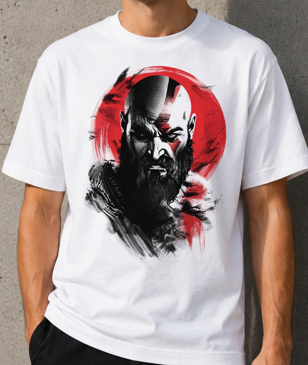 Camiseta Ink God – Kratos de God of War (blanca)