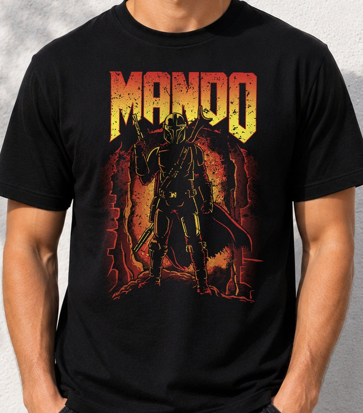 Camiseta Mandoom – Cazarrecompensas Galáctico (negra)