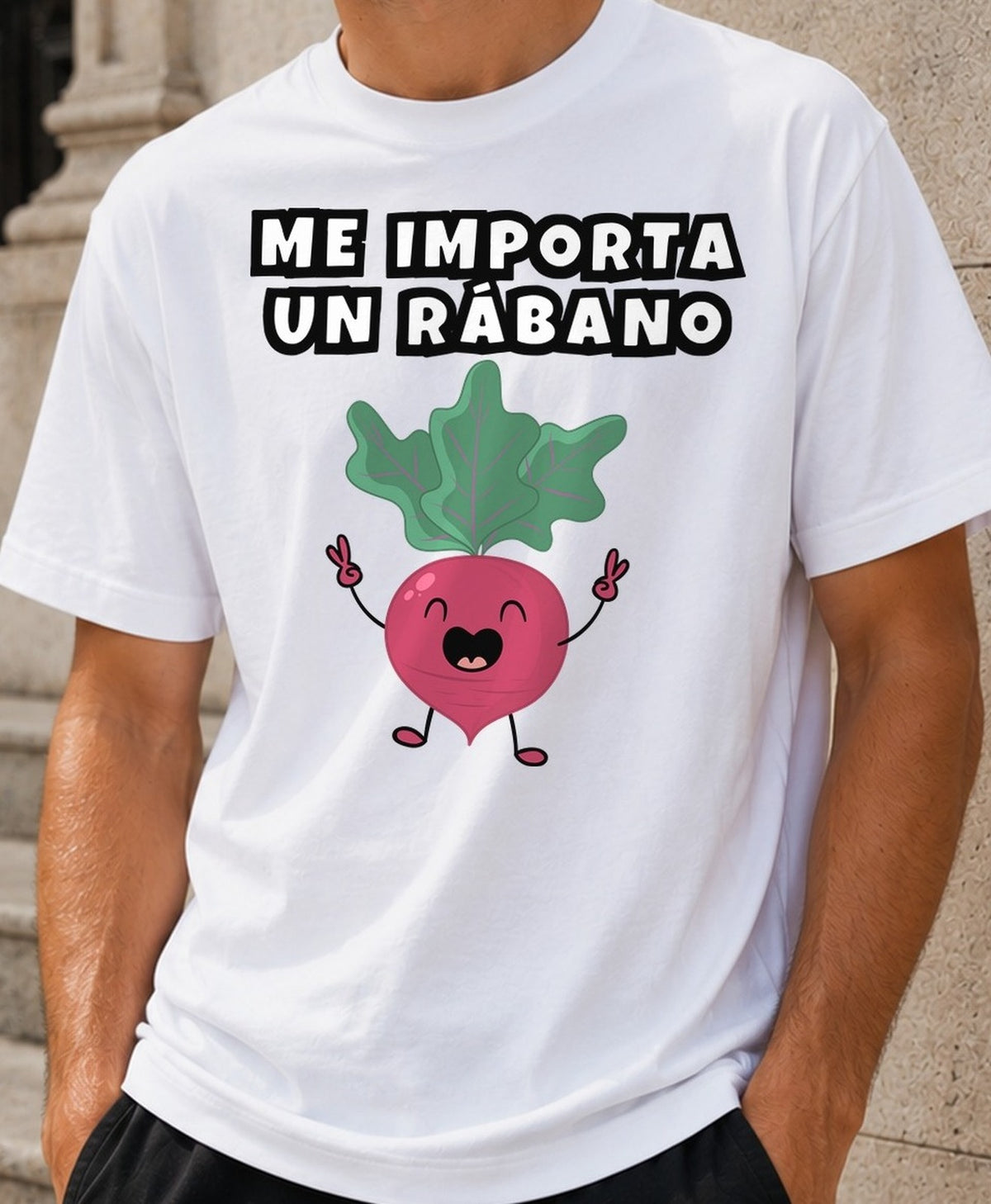 Camiseta Me Importa un Rábano – Regalo con Humor (blanca)