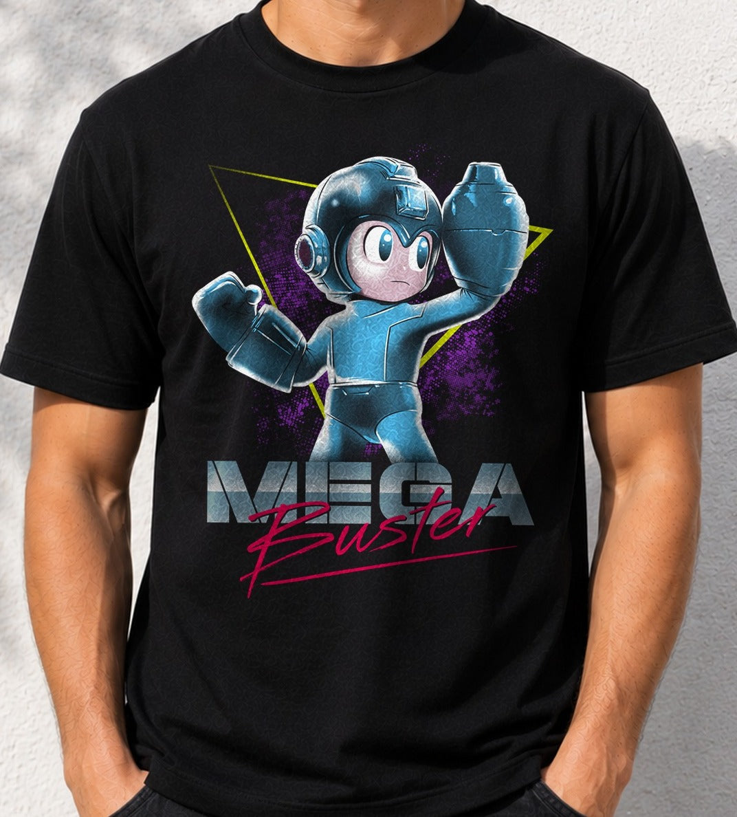 Camiseta Mega Buster – Mega Man (negra)