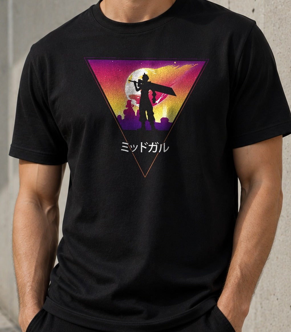 Camiseta Midgar in Retro – Final Fantasy VII (negra)