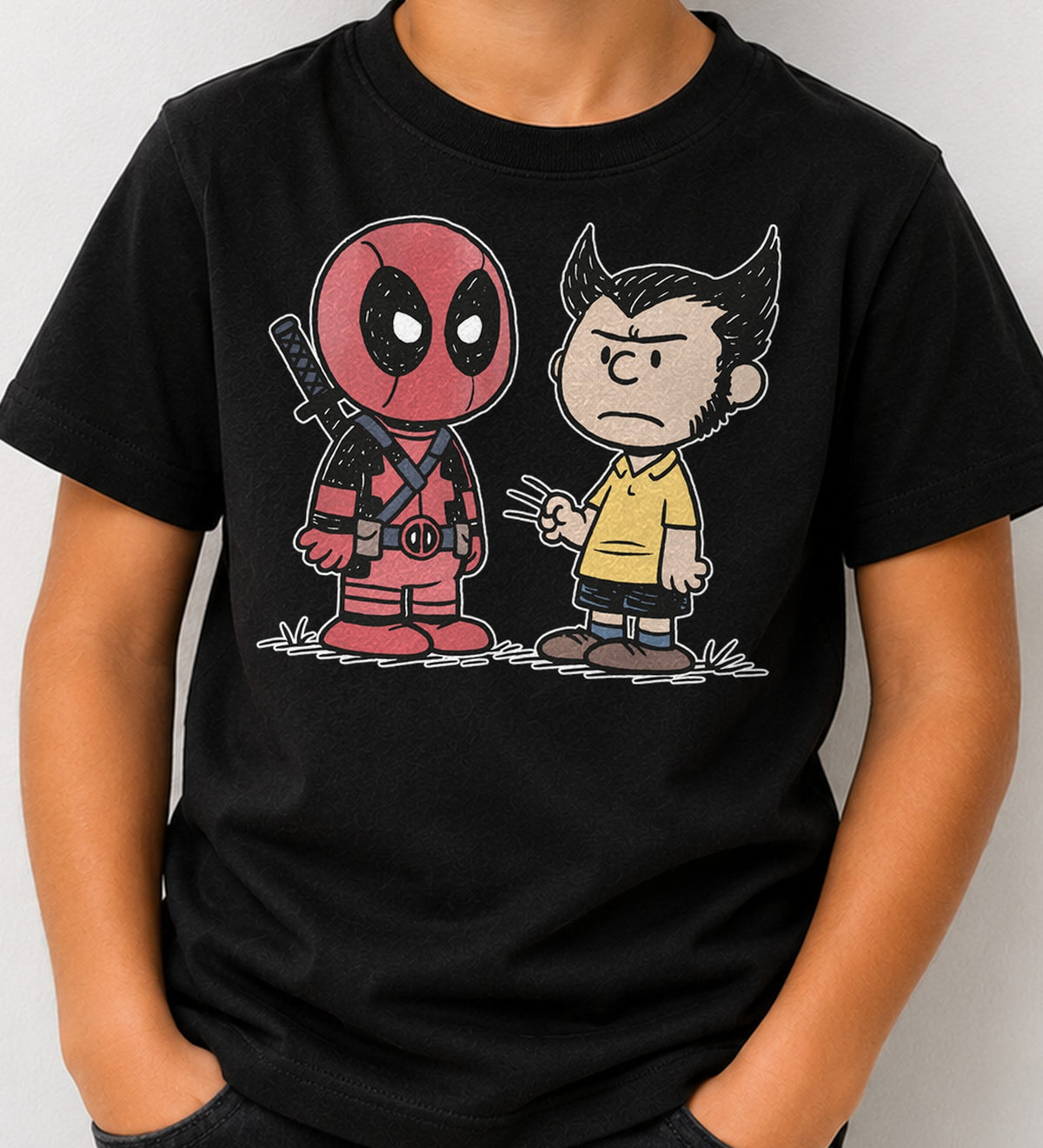 Camiseta niño DD y WV peanuts (negra)