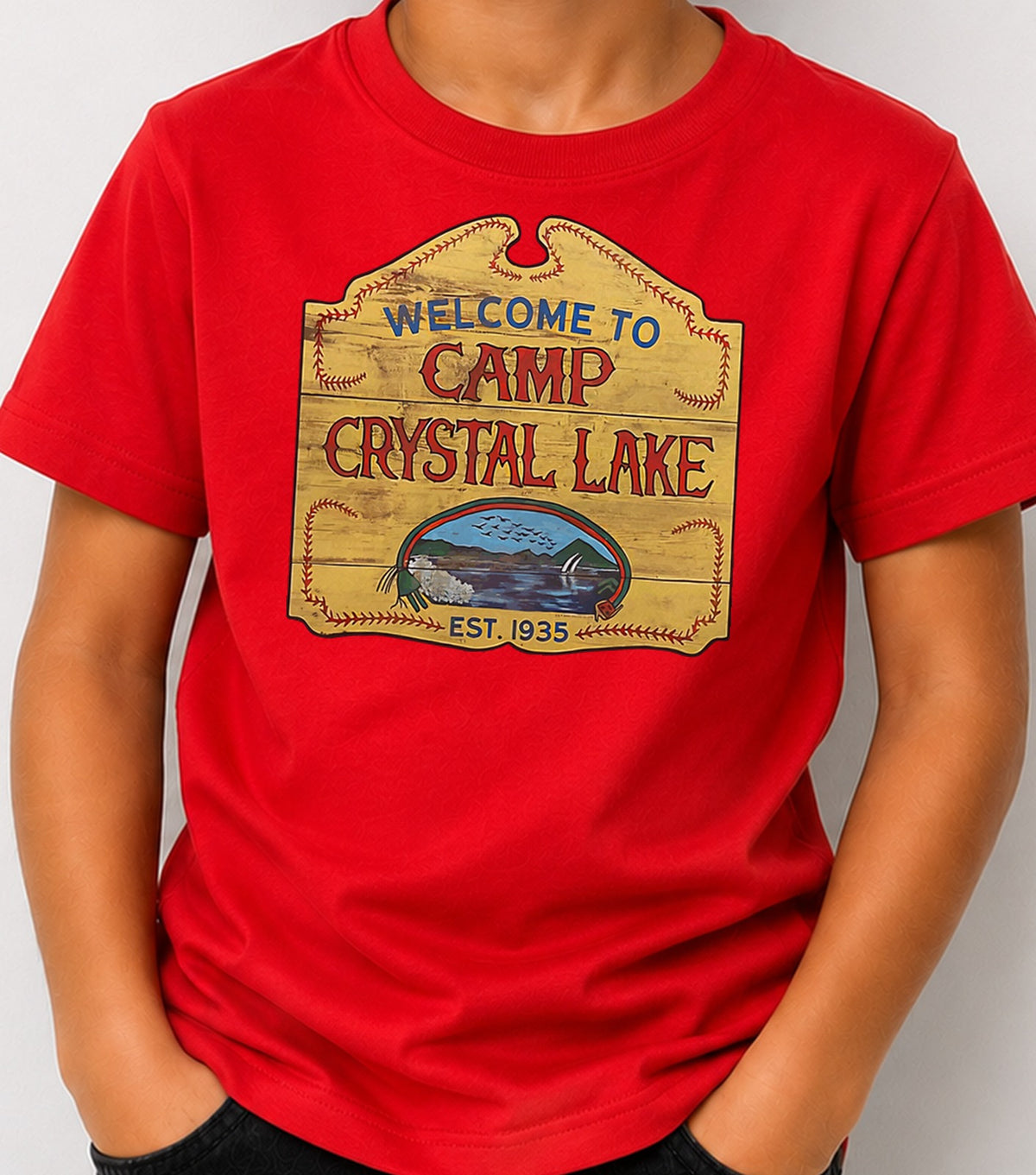 Camiseta niño Camp Crystal Lake (roja)