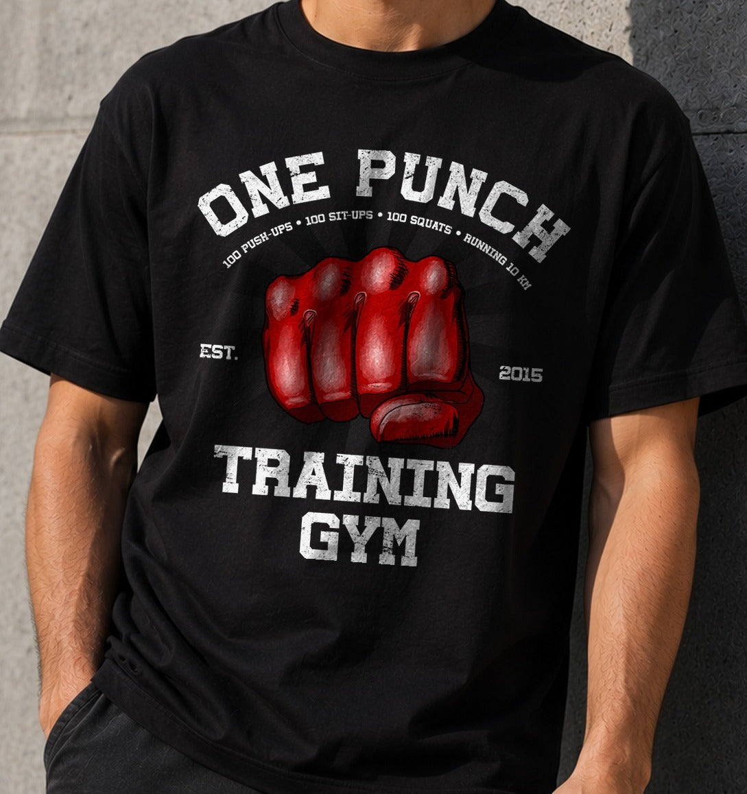 Camiseta One Punch Gym – One Punch Man (negra)