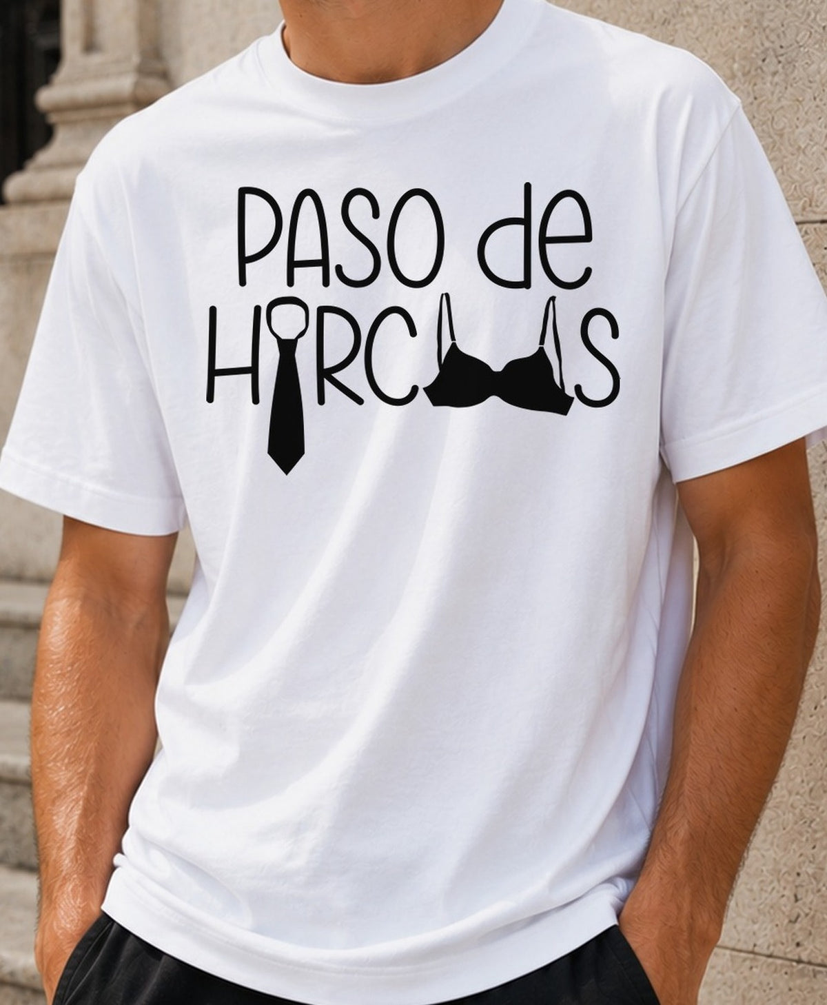 Camiseta Paso de Horcas – Humor para Pasotas (blanca)