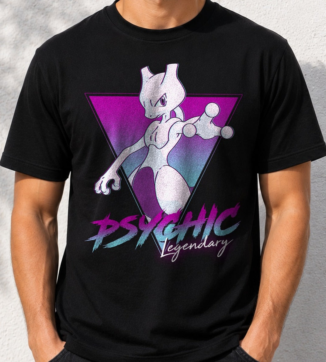 Camiseta Psychic Legendary – Mewtwo de Pokémon (negra)