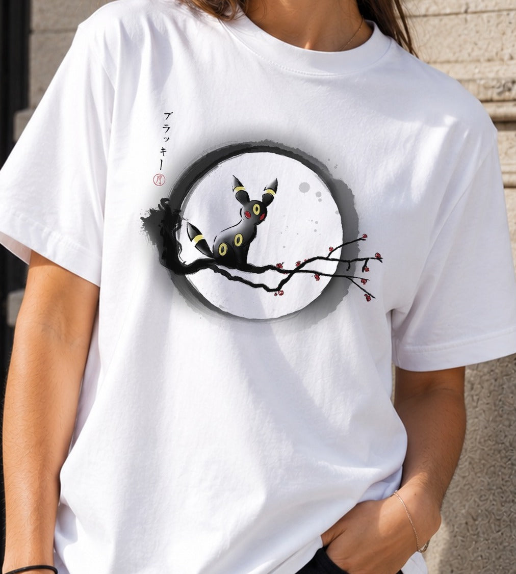 Camiseta Psychic under the moon – Umbreon de Pokémon (blanca)