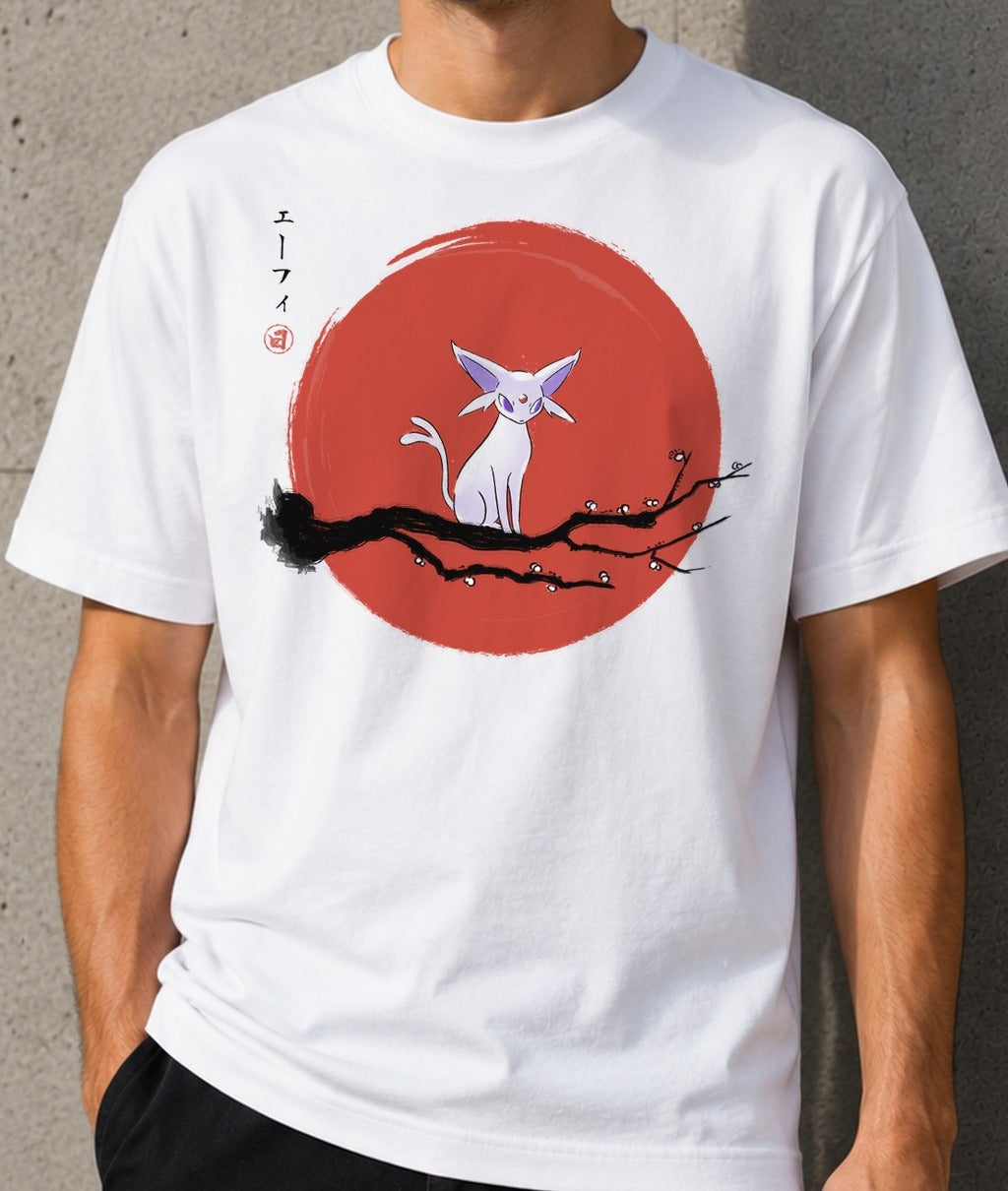 Camiseta Psychic under the Sun – Espeón de Pokémon (blanca)