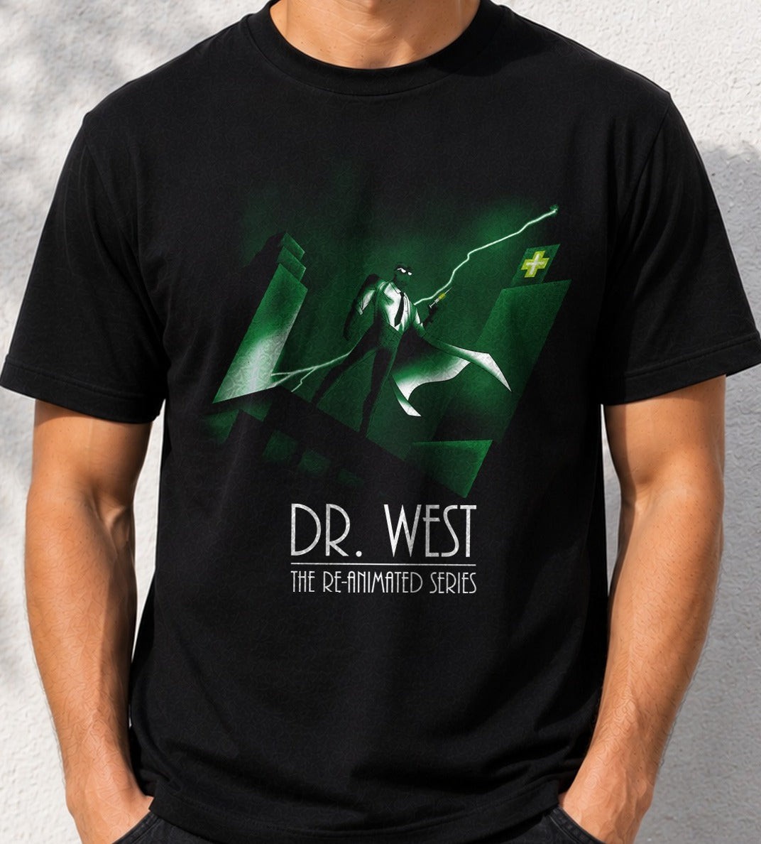 Camiseta Re-Animated Series – Dr. West Terror Ochentero (negra)