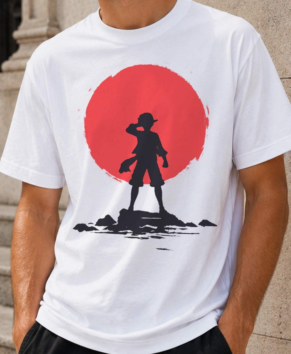Camiseta Red Sun Pirate – One Piece (blanca)