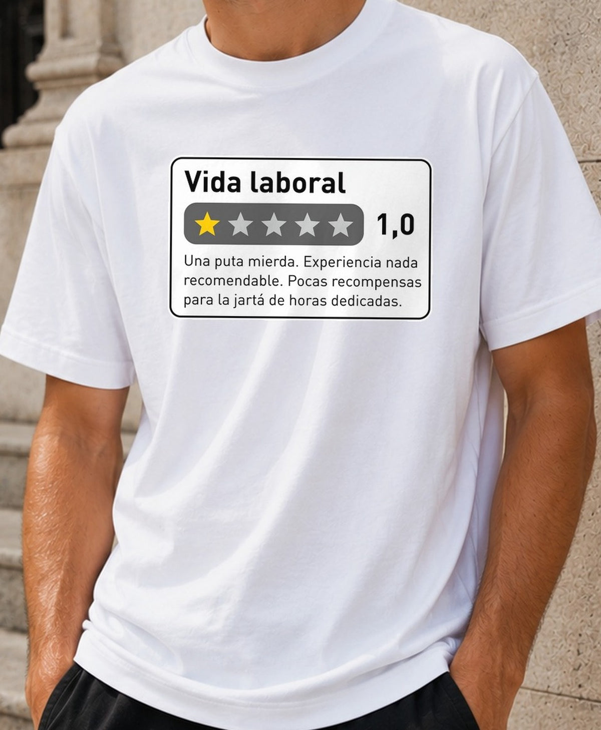 Camiseta Reseña Vida Laboral – Regalo para currantes (blanca)
