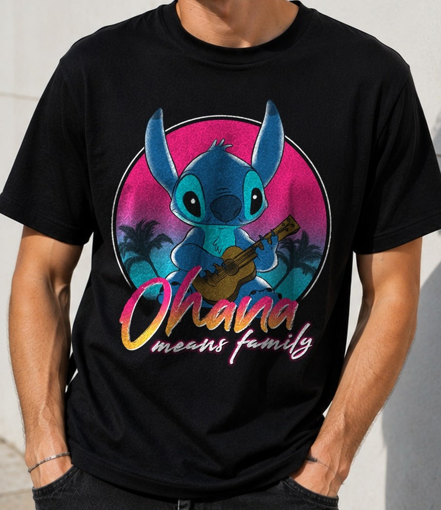 Camiseta Retro Experiment – Stitch de Lilo y Stitch (negra)