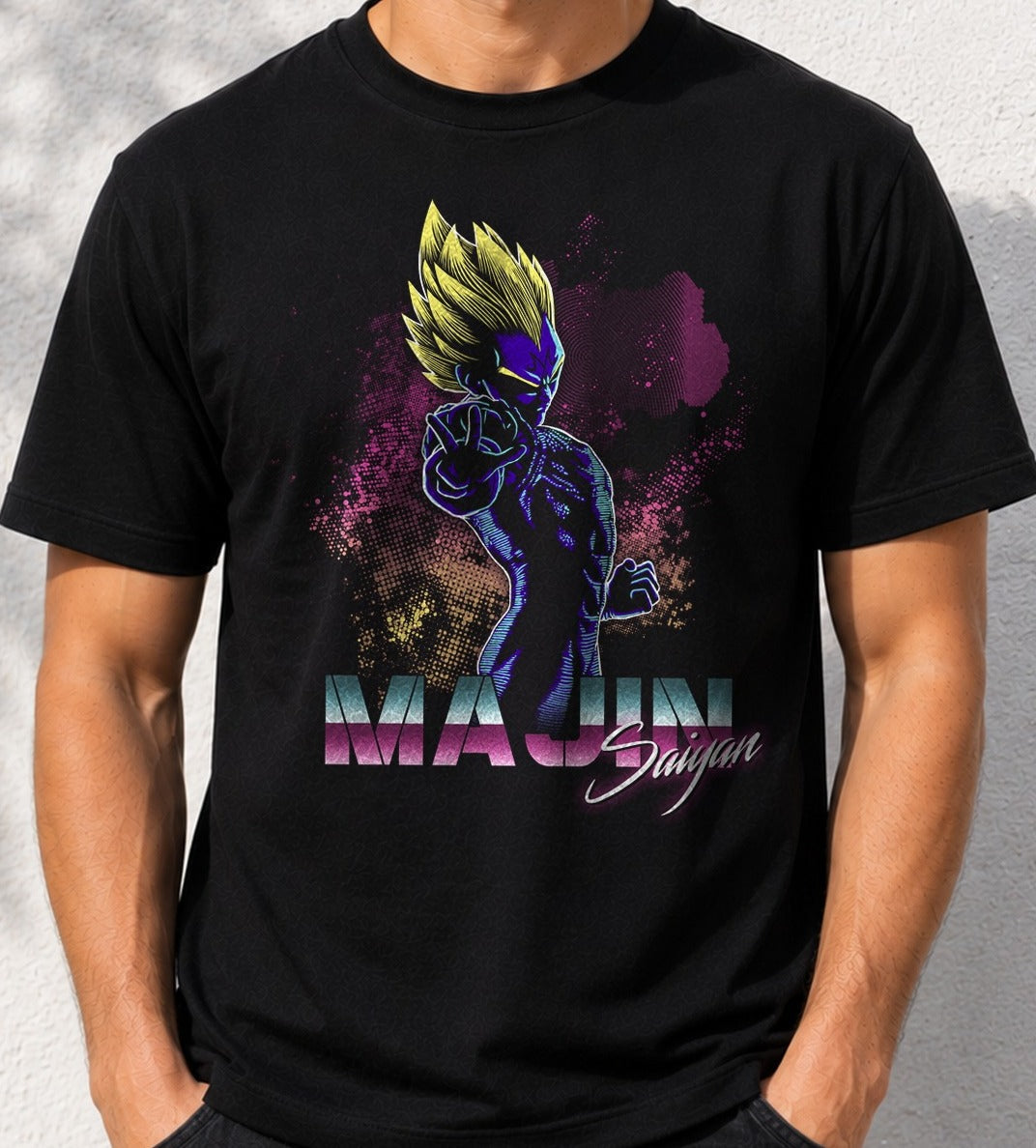 Camiseta Retro Majin Saiyan – Vegeta de Dragon Ball Z (negra)