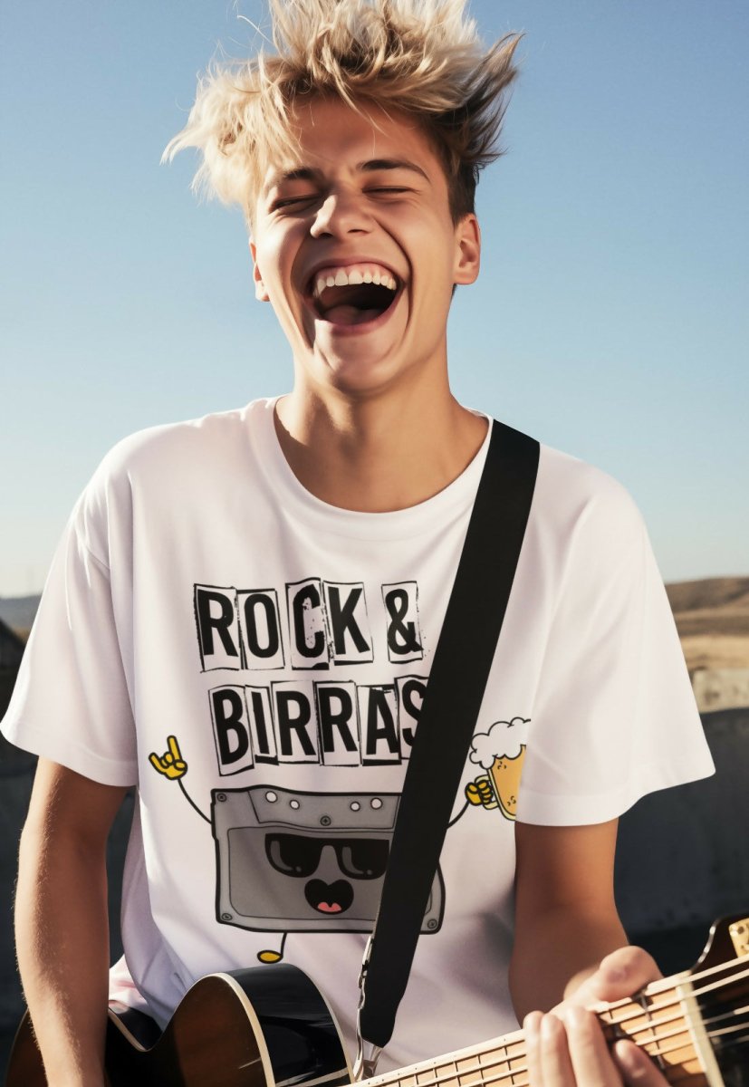 Camiseta Rock & Birras - El Cajón Friki